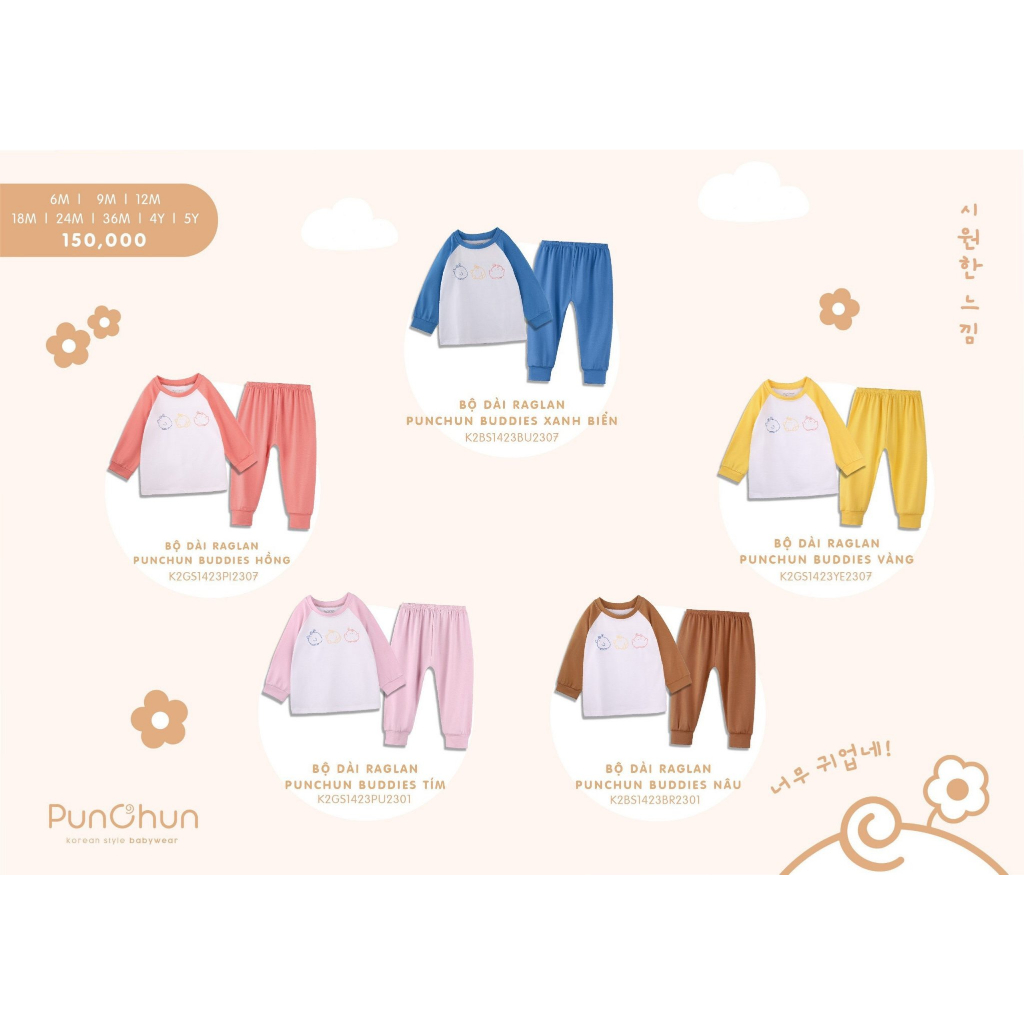 Bộ Quần Áo Dài Tay Raglan Punchun Buddies Cho Bé