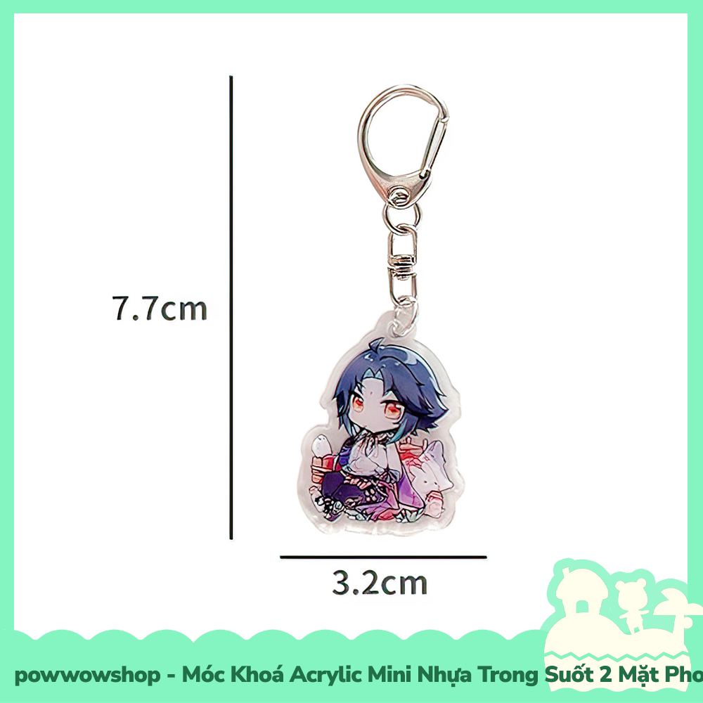 Móc Khoá Nhựa Mini Trong Suốt Acrylic 2 Mặt Phong Cách Nhân Vật Game Genshin Impact Chibi Cute