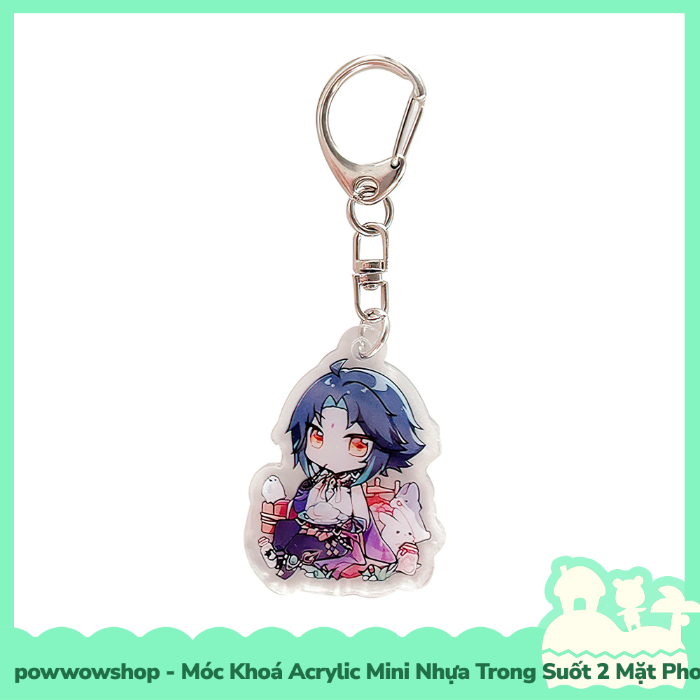 Móc Khoá Nhựa Mini Trong Suốt Acrylic 2 Mặt Phong Cách Nhân Vật Game Genshin Impact Chibi Cute