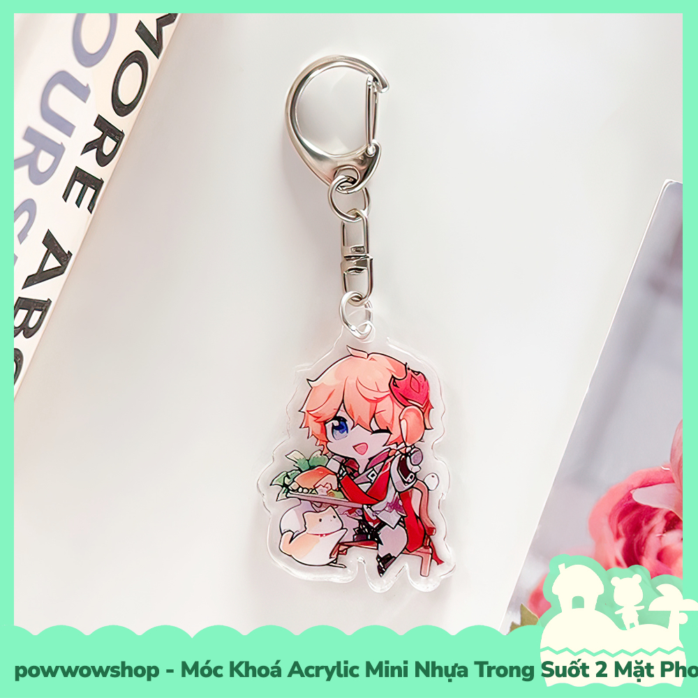 Móc Khoá Nhựa Mini Trong Suốt Acrylic 2 Mặt Phong Cách Nhân Vật Game Genshin Impact Chibi Cute