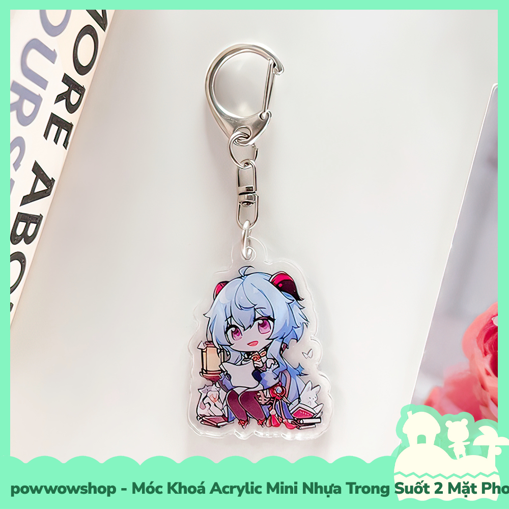 Móc Khoá Nhựa Mini Trong Suốt Acrylic 2 Mặt Phong Cách Nhân Vật Game Genshin Impact Chibi Cute