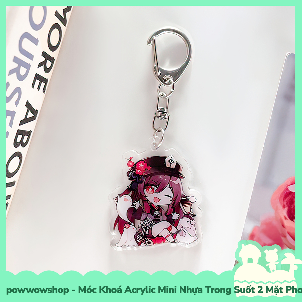 Móc Khoá Nhựa Mini Trong Suốt Acrylic 2 Mặt Phong Cách Nhân Vật Game Genshin Impact Chibi Cute