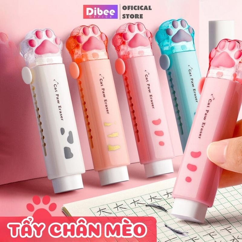 Tẩy bút chì hình chân mèo DiBee, tẩy tạo hình dễ thương, có thể kéo ra vào, tiết kiện tiện dụng E68