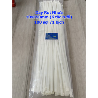 Dây Rút Dây Thít Nhựa 6 Tấc Rưỡi [10x650mm] 100 Sợi / 1 Bịch Màu Trắng