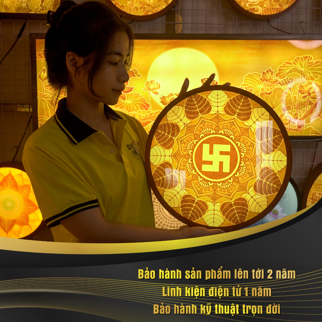Đèn Hào Quang Phật In Tranh Trúc Chỉ DECORNOW Trang Trí Ban Thờ Phật, Gia Tiên, Hào Quang Led DCN-13
