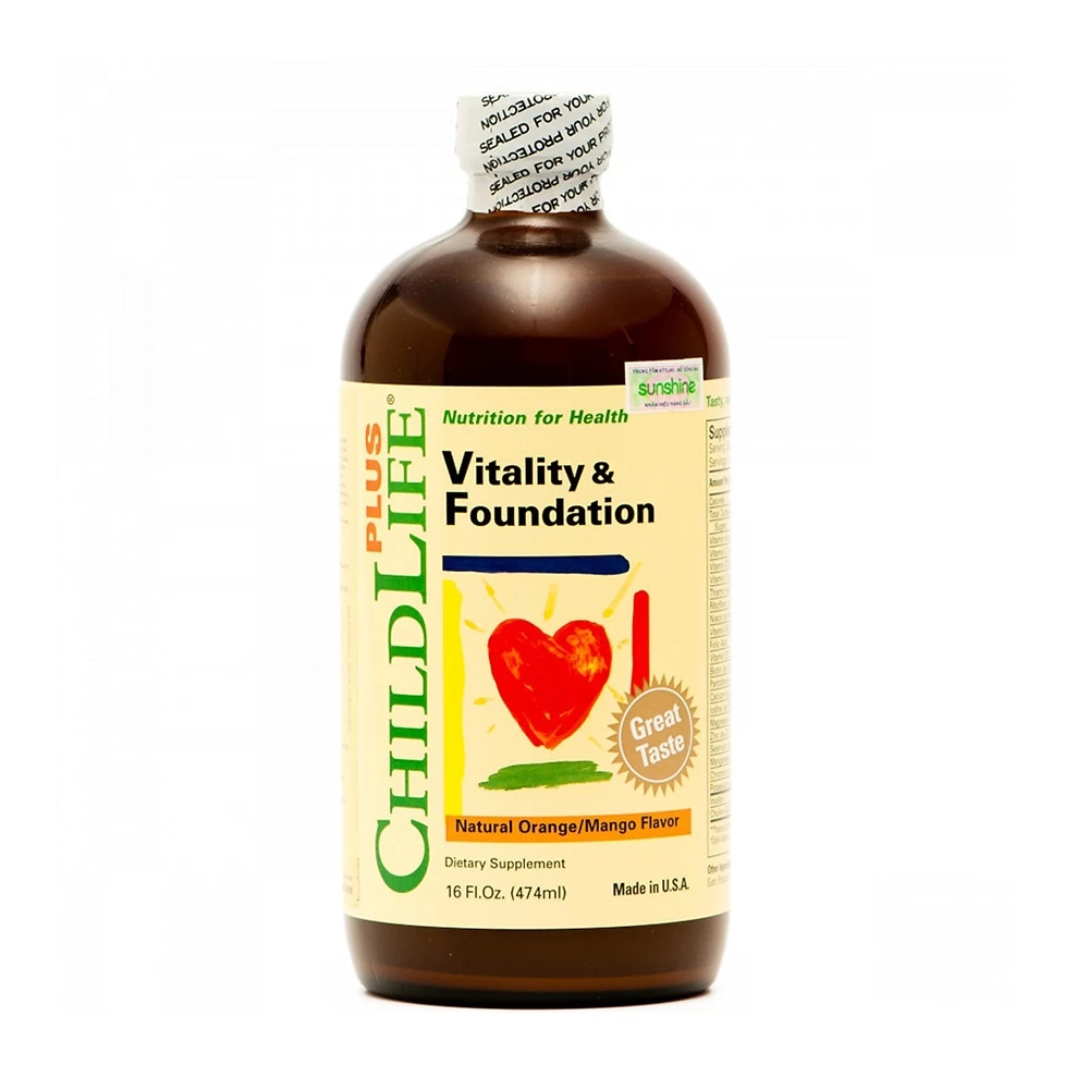 Vitamin Tổng Hợp ChildLife Vitality & Foundation Giúp Trẻ Phát Triển Khỏe Mạnh (Chai 474ml)