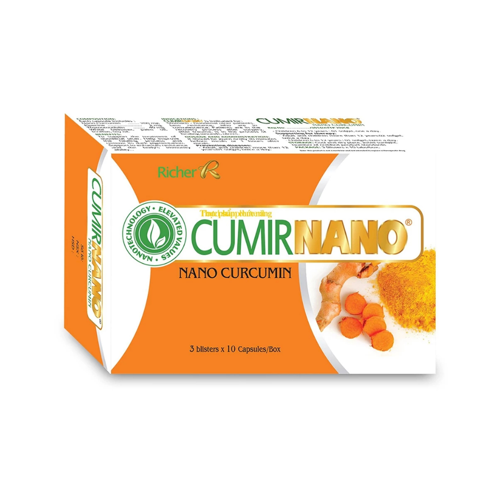 Viên Uống Tinh Chất Nghệ Cumir Nano Richer Hỗ Trợ Vết Loét Dạ Dày Tá Tràng Nhanh Liền (Hộp 30 Viên)