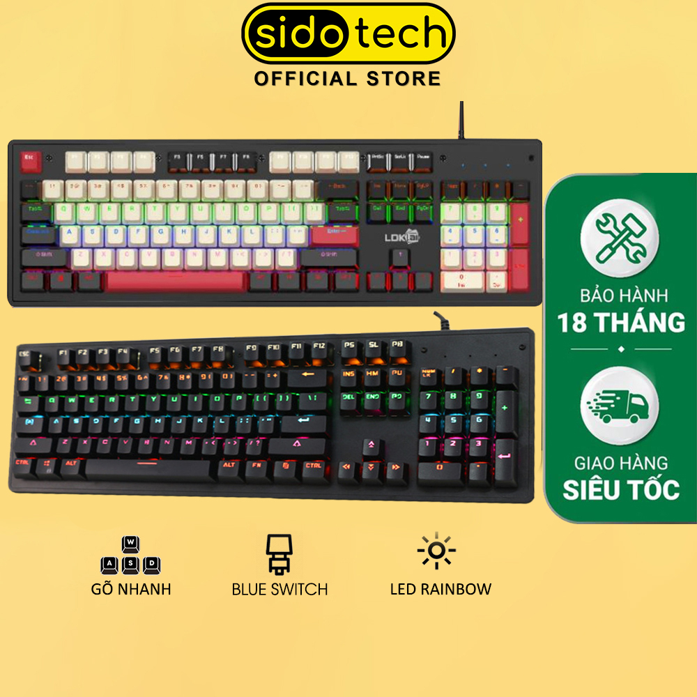 Bàn phím cơ máy tính SIDOTECH TERMINATO G1 có dây thiết kế full size blue switch LED RGB gaming cho laptop pc văn phòng