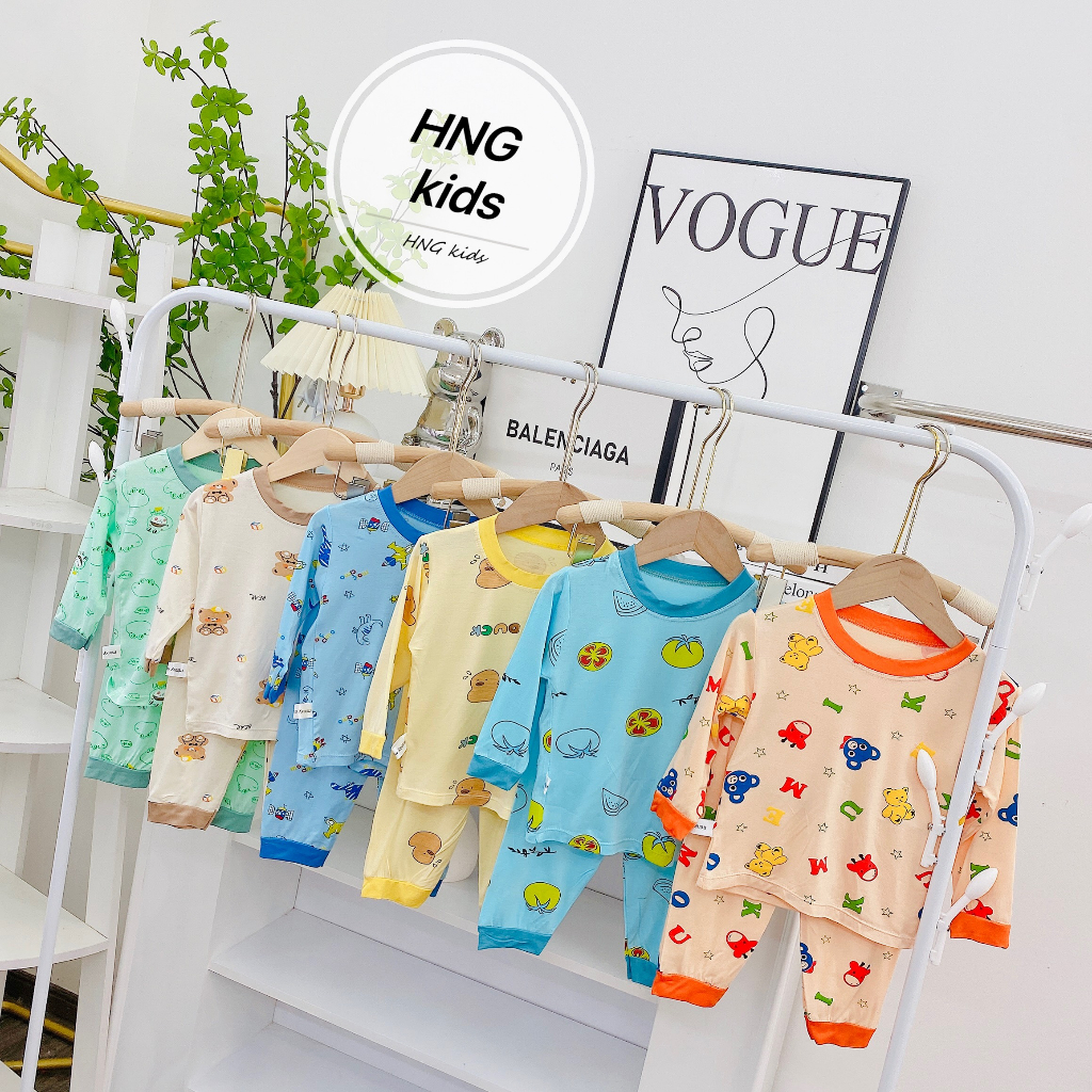 Bộ Dài Tay Thu Đông Thun Lạnh In Tràn Họa Tiết Cho Bé Trai, Bé Gái