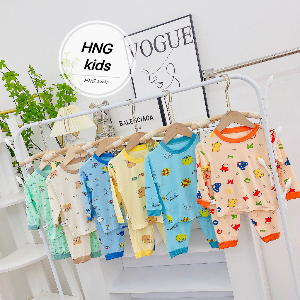 Bộ Dài Tay Thu Đông Thun Lạnh In Tràn Họa Tiết Cho Bé Trai, Bé Gái