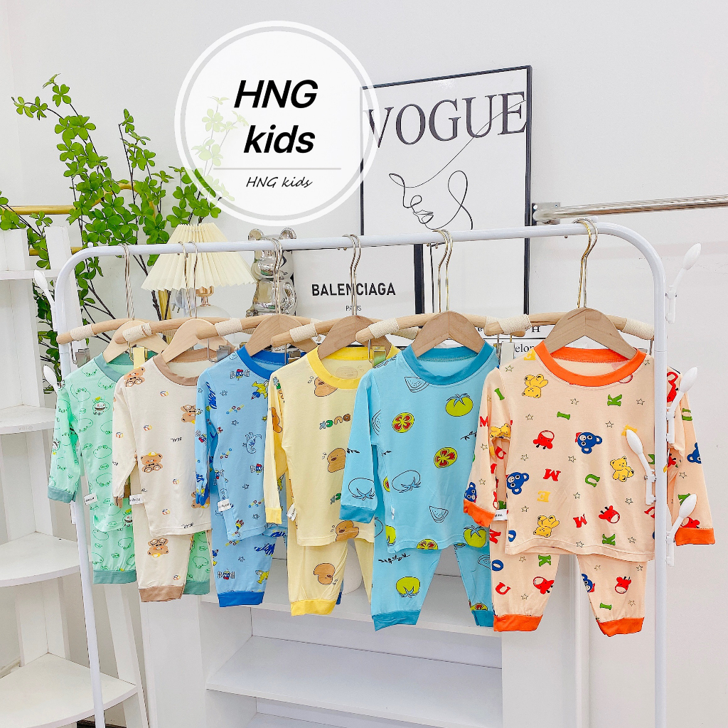 Bộ Dài Tay Thu Đông Thun Lạnh In Tràn Họa Tiết Cho Bé Trai, Bé Gái