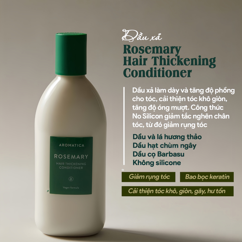 Dầu Gội/ Dầu Xả Hương Thảo Ngăn Rụng Tóc Aromatica Rosemary Scalp Scaling Shampoo