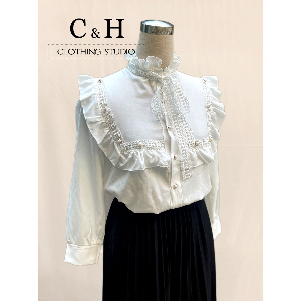 Áo sơ mi nữ tay dài kiểu Hàn Quốc cổ bèo tiểu thư sơ mi chất mềm C&H Clothing