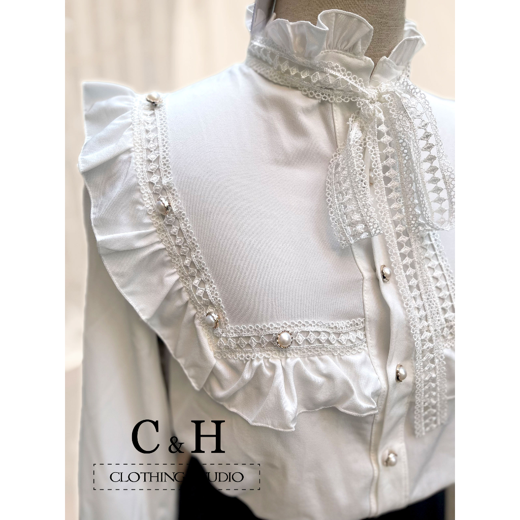 Áo sơ mi nữ tay dài kiểu Hàn Quốc cổ bèo tiểu thư sơ mi chất mềm C&H Clothing