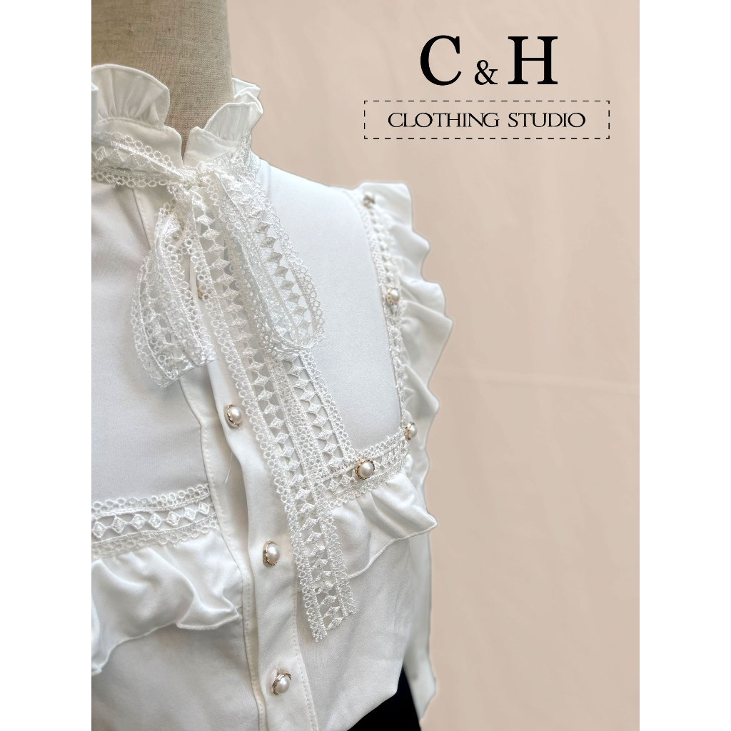 Áo sơ mi nữ tay dài kiểu Hàn Quốc cổ bèo tiểu thư sơ mi chất mềm C&H Clothing