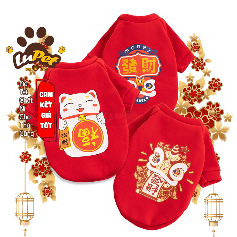 Áo Tết Cho Chó, Áo Tết Cho Mèo, Áo Tết Cho Thú Cưng Chất Nỉ