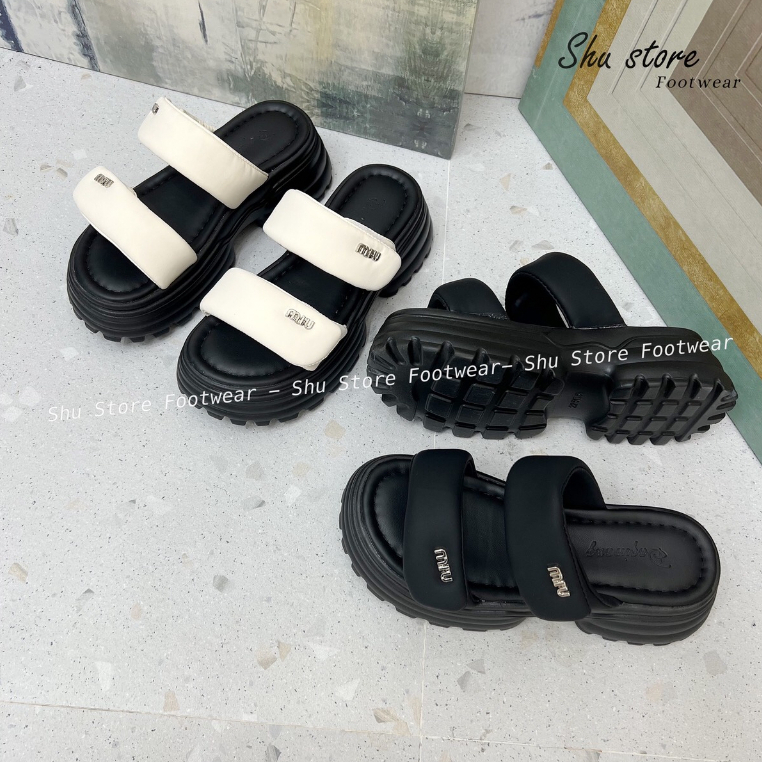 Dép bánh mì Shu Store dép đế xuồng 2 quai ngang cao 6cm đi chơi đi dạo xinh xắn thời trang nữ Shu Store