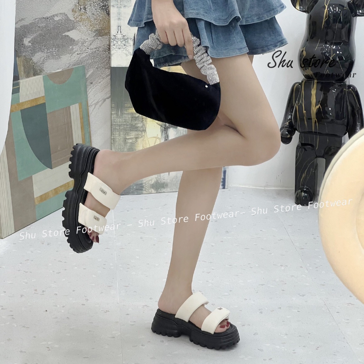 Dép bánh mì Shu Store dép đế xuồng 2 quai ngang cao 6cm đi chơi đi dạo xinh xắn thời trang nữ Shu Store