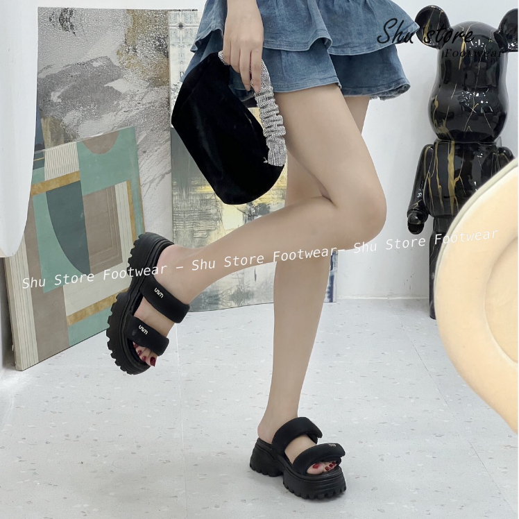Dép bánh mì Shu Store dép đế xuồng 2 quai ngang cao 6cm đi chơi đi dạo xinh xắn thời trang nữ Shu Store