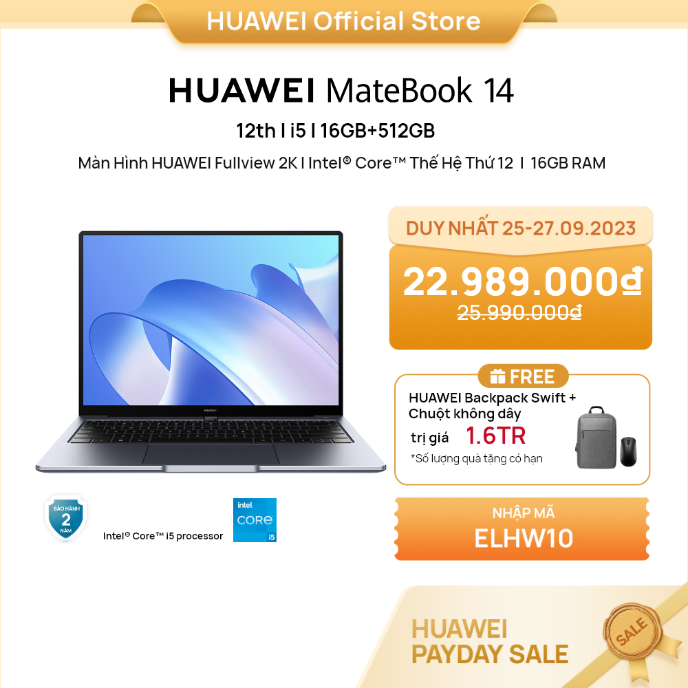 Máy Tính Xách Tay HUAWEI MateBook 14 (16+512G) | Intel® Core™ Thế Hệ Thứ 12