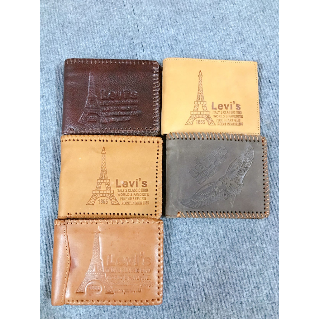 Ví sáp da bò 100% khâu viền cổ điển bụi bặm - hàng xuất dư Cambodia thanh lý, ví ngang