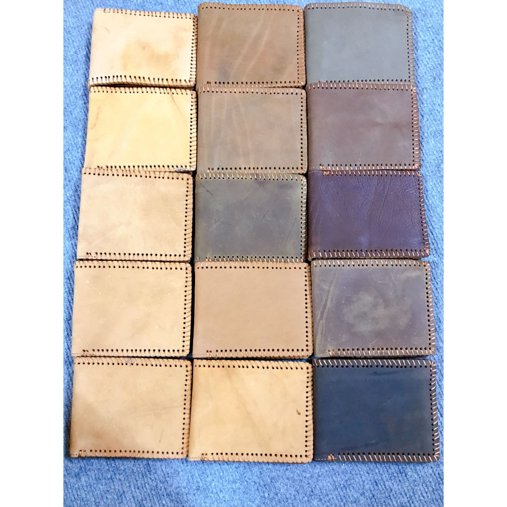 Ví sáp da bò 100% khâu viền cổ điển bụi bặm - hàng xuất dư Cambodia thanh lý, ví ngang