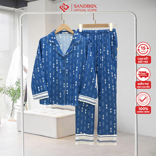 Bộ Pijama Nữ SANDBOX Dài Tay, Quần Dài Chất Lụa Nhật Cao Cấp Mềm Mịn, Họa Tiết Thiết Kế Phối Màu (BPD23006- 2)