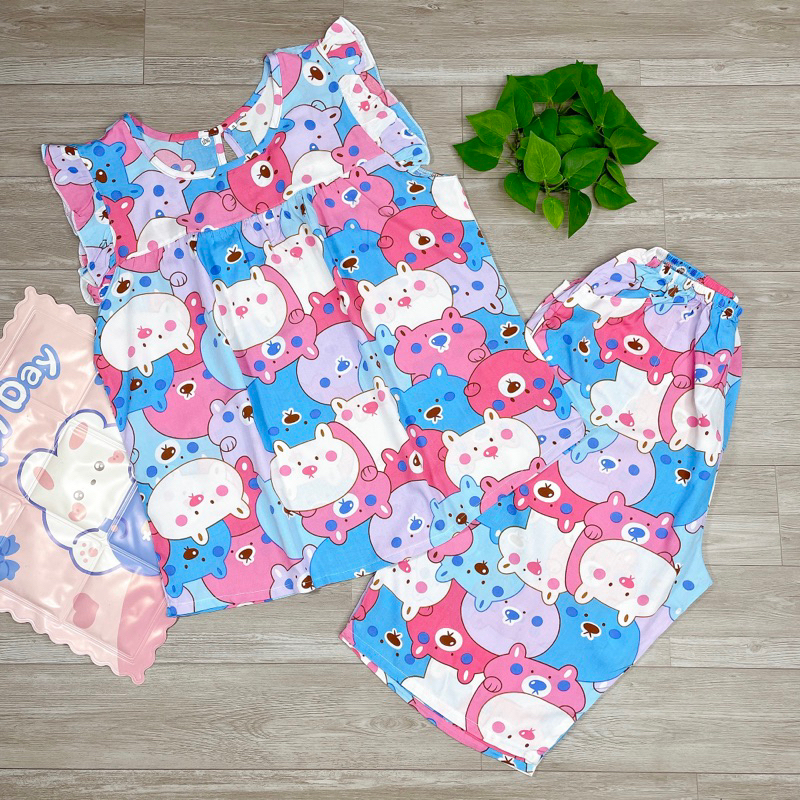 (S2:50-55kg) Đồ bộ tole/lanh Nữ lửng tay cánh tiên Gaubabytole, đồ mặc nhà thoáng mát, ít co rút, loại 1