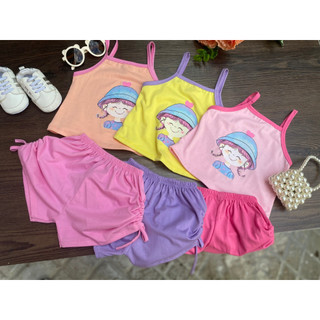 Đồ bộ áo 2 dây + quần đùi xinh cho bé gái 8-16kg