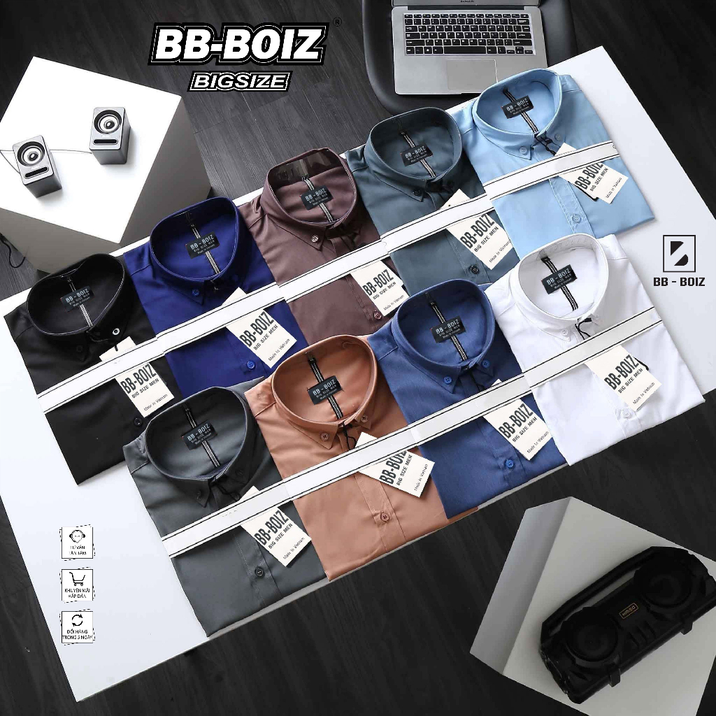 BIGSIZE - Áo Sơ mi nam BB - Boiz tay ngắn công sở vải cao cấp bigsize (70-130kg)