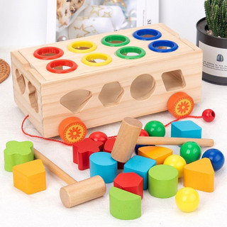 Đồ Chơi Thông Minh Bằng Gỗ,Xe Kéo Thả Hình,Số,Đàn Và Bảng Phân Loại Montessori