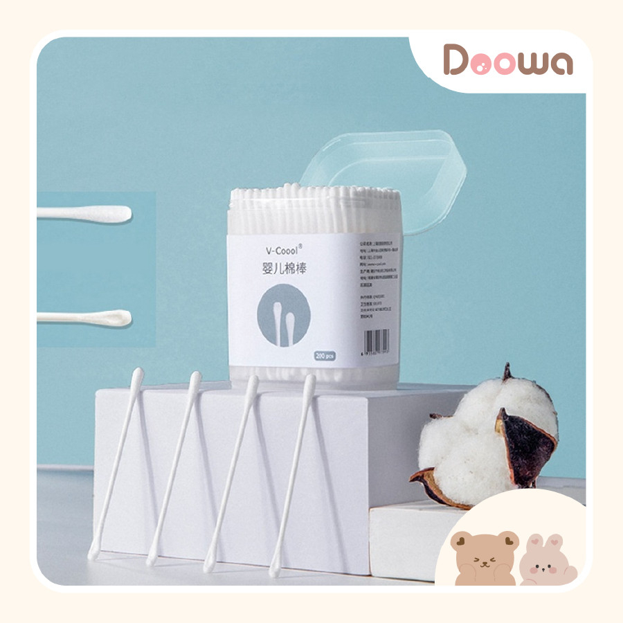 Tăm bông cho bé sơ sinh V-Coool, hộp 200 que