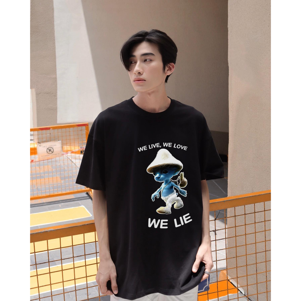 Áo thun unisex nam nữ "We live, we love, we lie" áo thun cotton 100% form oversized - Teeshop Offical