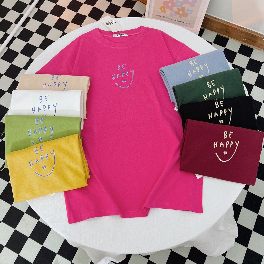 Áo thun 3158 mẫu "be happy" áo thun unisex nam nữ