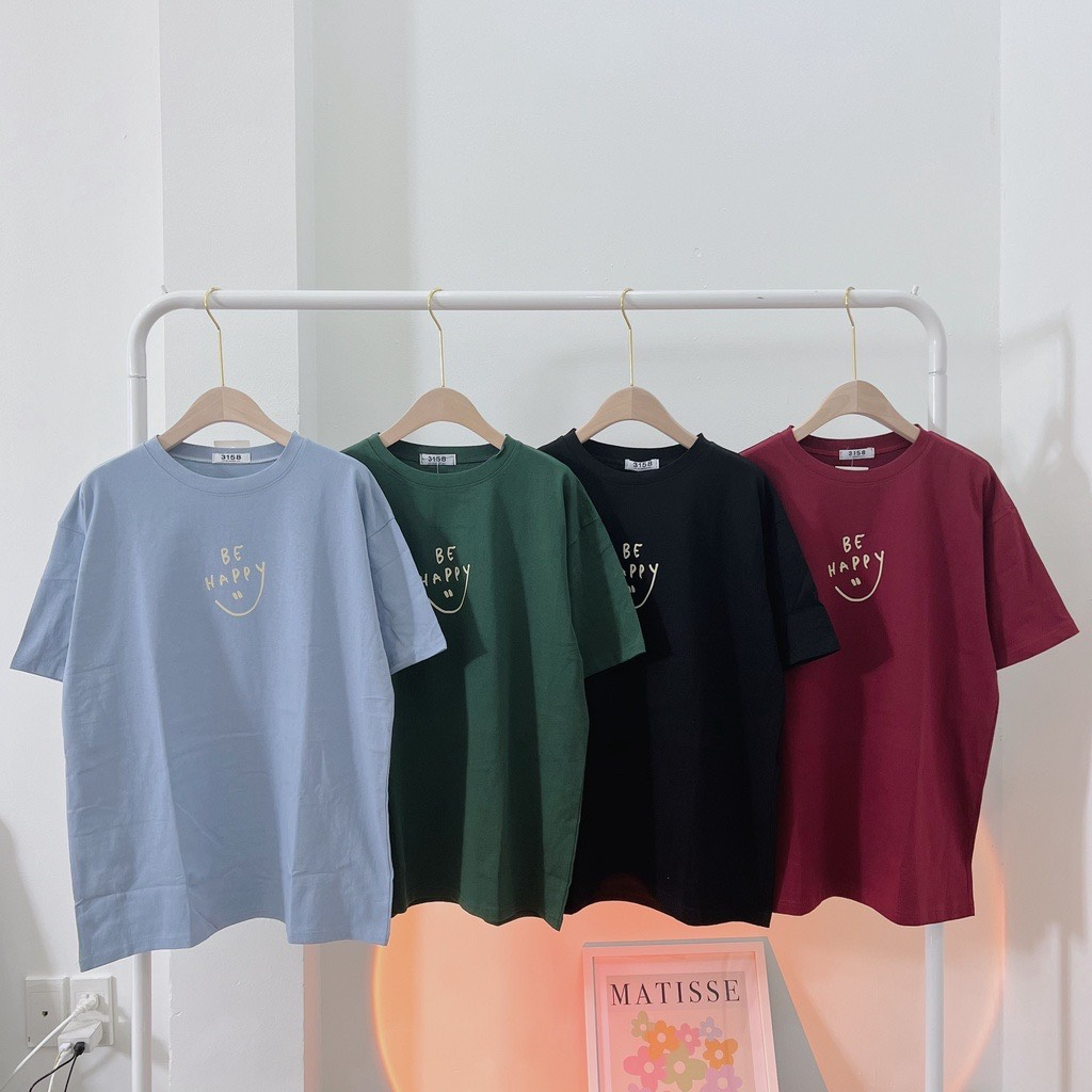 Áo thun 3158 mẫu "be happy" áo thun unisex nam nữ