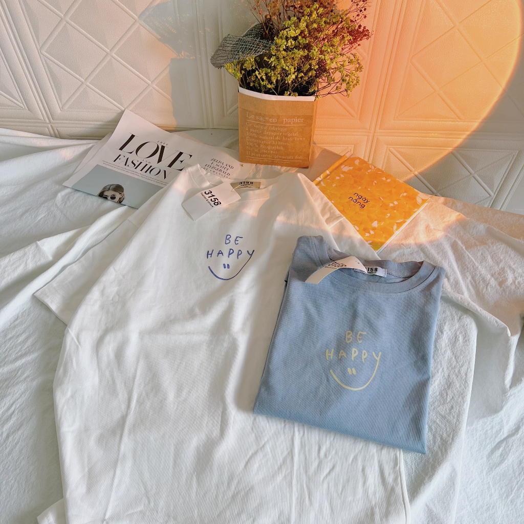 Áo thun 3158 mẫu "be happy" áo thun unisex nam nữ