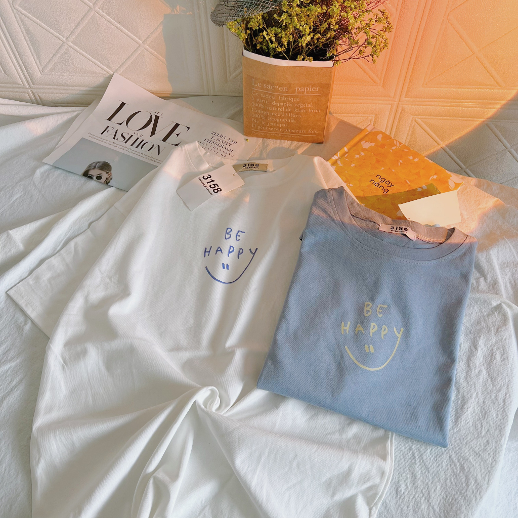Áo thun 3158 mẫu "be happy" áo thun unisex nam nữ