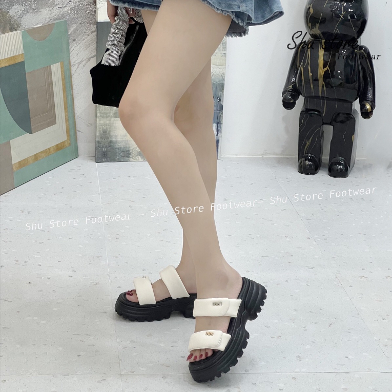 Dép bánh mì Shu Store dép đế xuồng 2 quai ngang cao 6cm đi chơi đi dạo xinh xắn thời trang nữ Shu Store