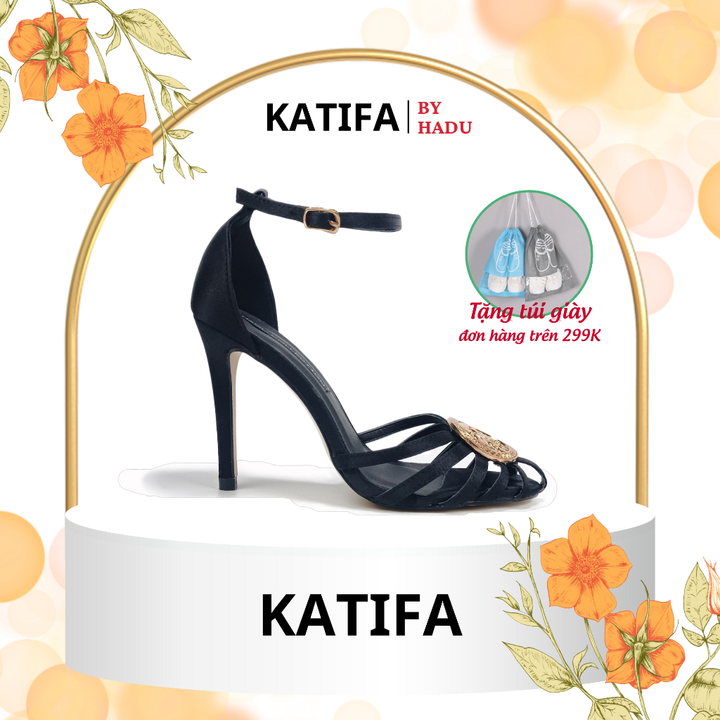 Giày cao gót 9p sandal dây rọ khóa tròn KATIFA M943 - BH 02 năm