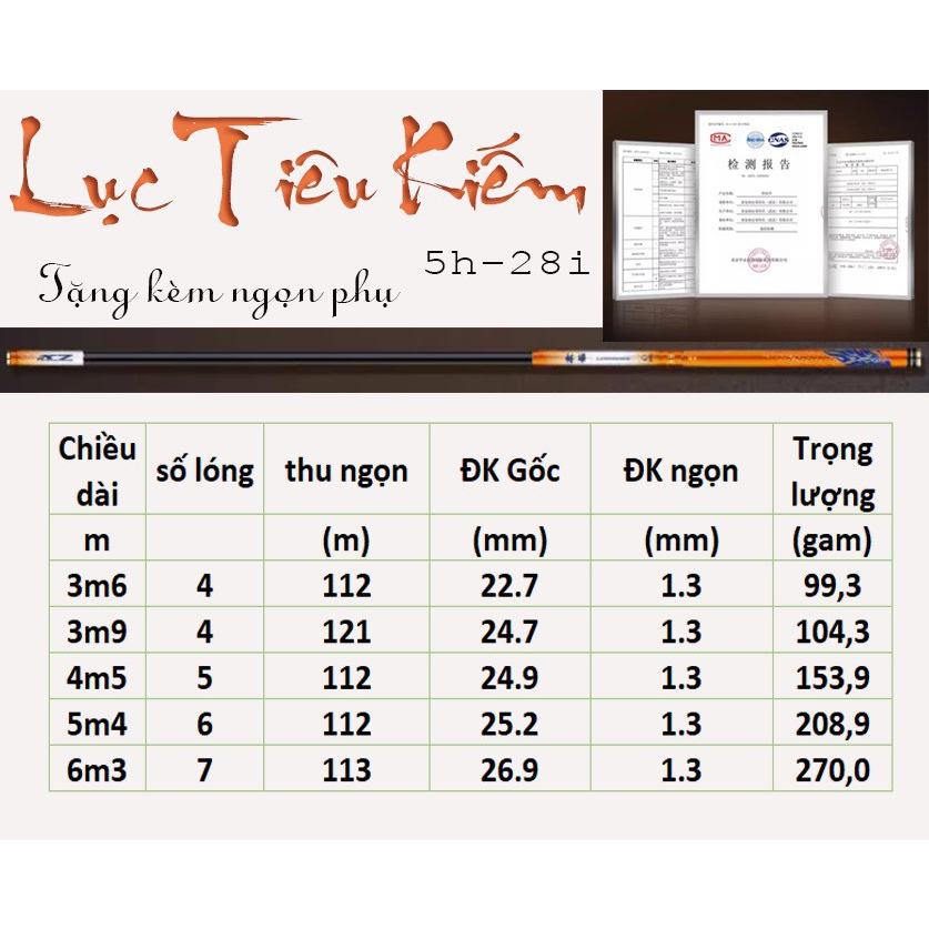 Cần Câu Đài Lục Tiêu Kiếm 5h 28i đánh cảm giác