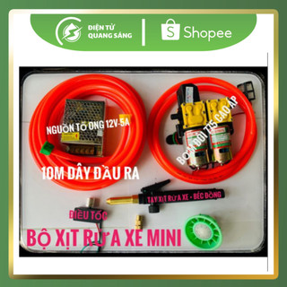 Bộ XỊT RỬA XE , RỬA ĐIỀU HÒA mini 12V 9l/p  cực mạnh full 3 loại đầu phun xịt 10m dây ra ( bảo hành 6 tháng )