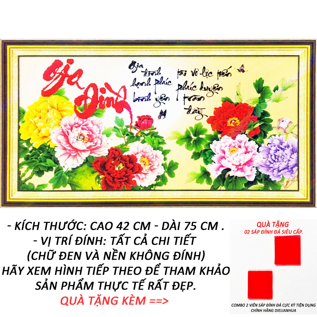 Tranh Đính Đá Gia Đình Hạnh Phúc 19 (Kèm Quà Tặng) - Tranh Minh Hiền (TỰ ĐÍNH ĐÁ)