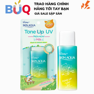Kem Chống Nắng Kiềm Dầu Nâng Tông SUNPLAY Skin Aqua Mint Green Tone Up Uv Milk Dạng Sữa 50g