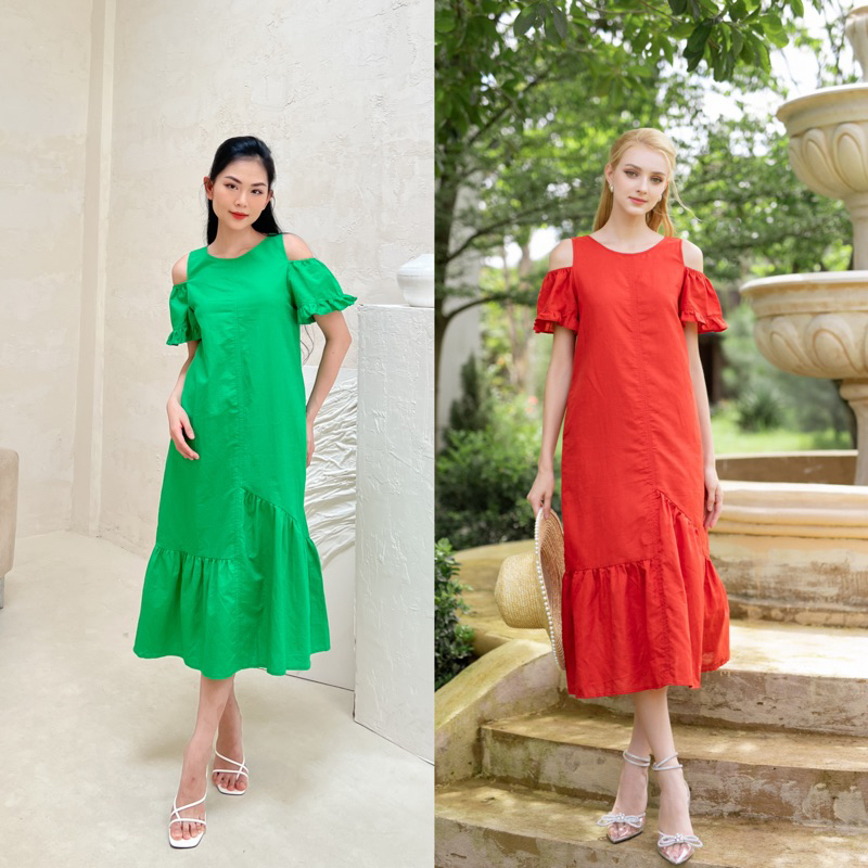 LIALILi.STUDIO- Đầm Linen rớt vai