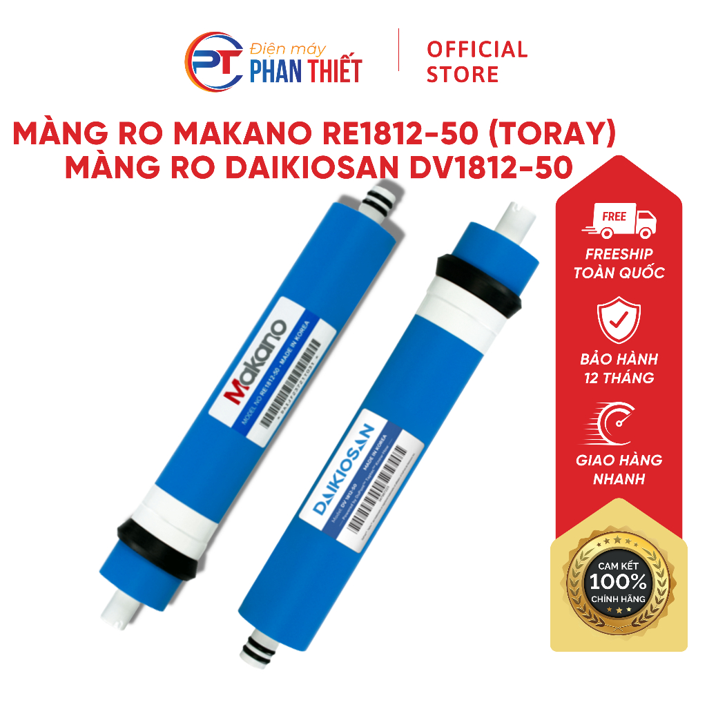 Màng RO Makano RE1812-50 (Toray)/Màng RO Daikiosan DV1812-50 Lõi Lọc Nước Loại Bỏ Cặn Cung Cấp Nước Tinh Khiết