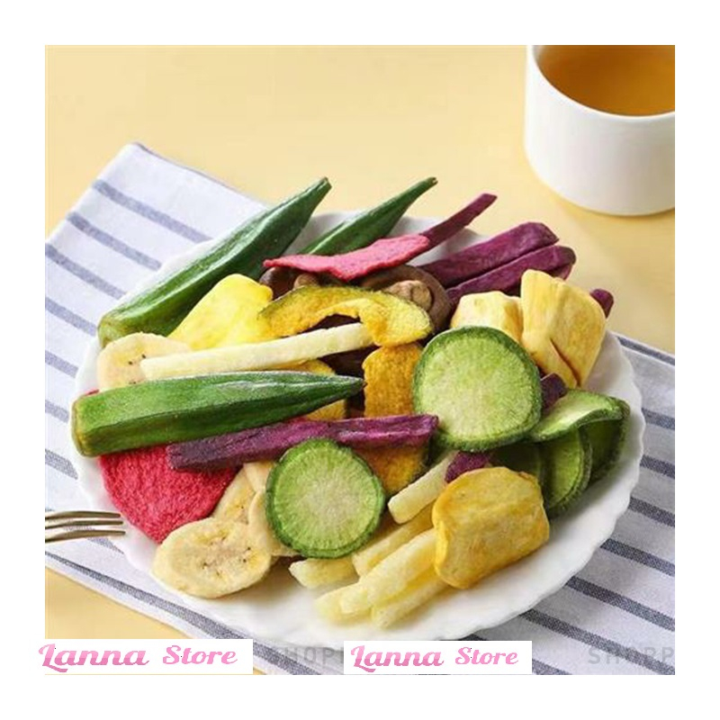 Trái cây rau củ sấy thập cẩm nguyên miếng giòn thơm ngon, hàng xuất khẩu - Gói 250gr