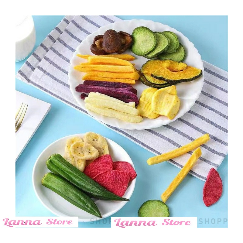 Trái cây rau củ sấy thập cẩm nguyên miếng giòn thơm ngon, hàng xuất khẩu - Gói 250gr