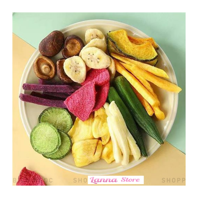 Trái cây rau củ sấy thập cẩm nguyên miếng giòn thơm ngon, hàng xuất khẩu - Gói 250gr