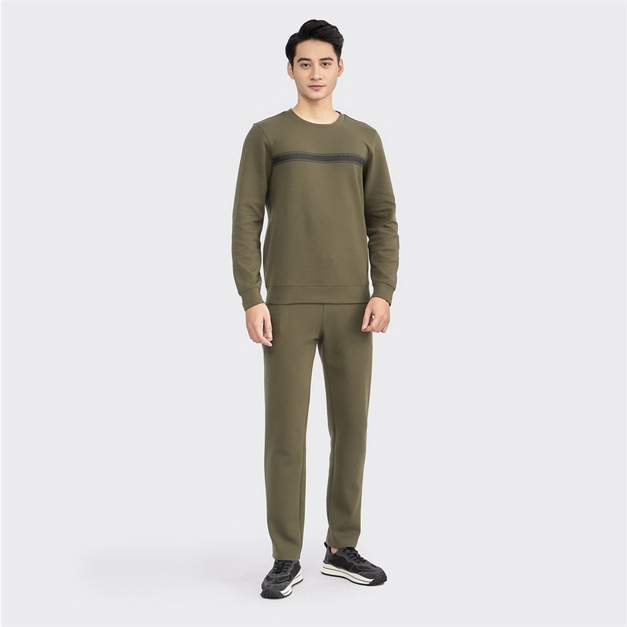 Bộ đồ thu đông nam ARISTINO áo cổ tròn, hình in trẻ trung, ấn tượng, chất co giãn,thoải mái- ALH012W2