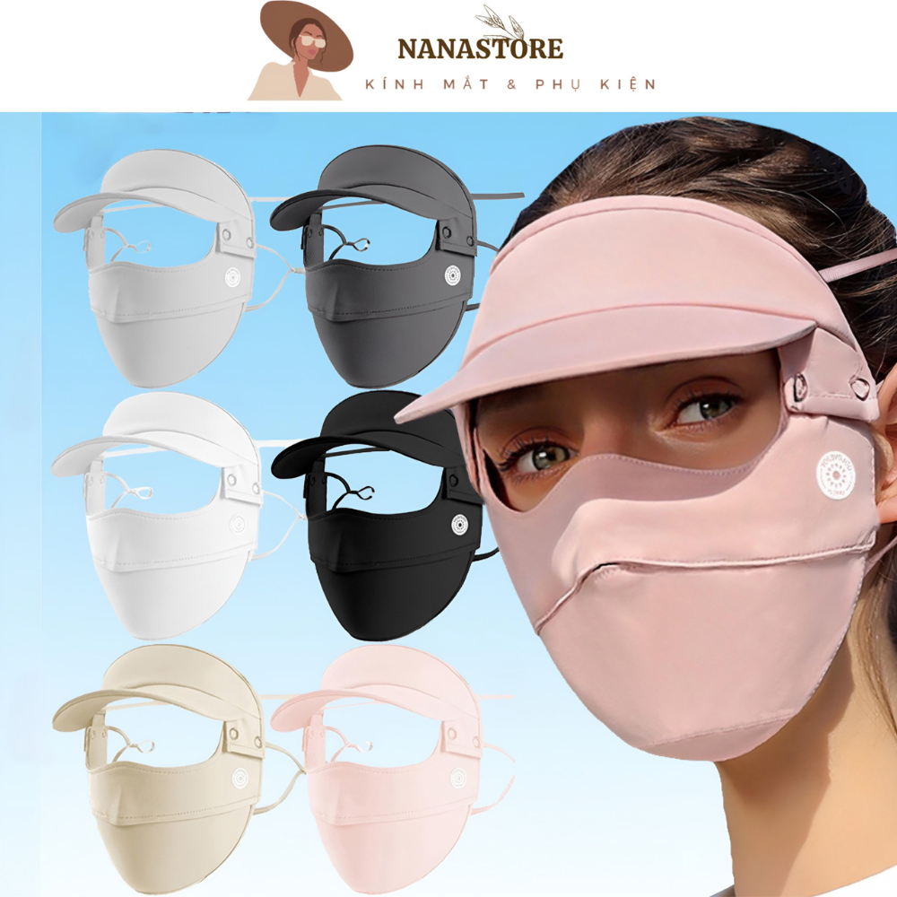 Khẩu trang toàn mặt UPF50 + chống tia UV chống bụi thoáng khí có thể tháo rời cho nữ